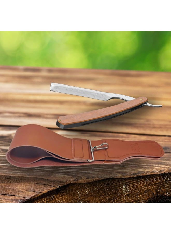 G.B.S Leather Razor Strop : 6.4cm X 60cm Barber's Razor Strop Cow Hide, Dual Straps with Swivel Clip - Image 2