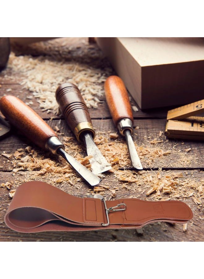 G.B.S Leather Razor Strop : 6.4cm X 60cm Barber's Razor Strop Cow Hide, Dual Straps with Swivel Clip - Image 3