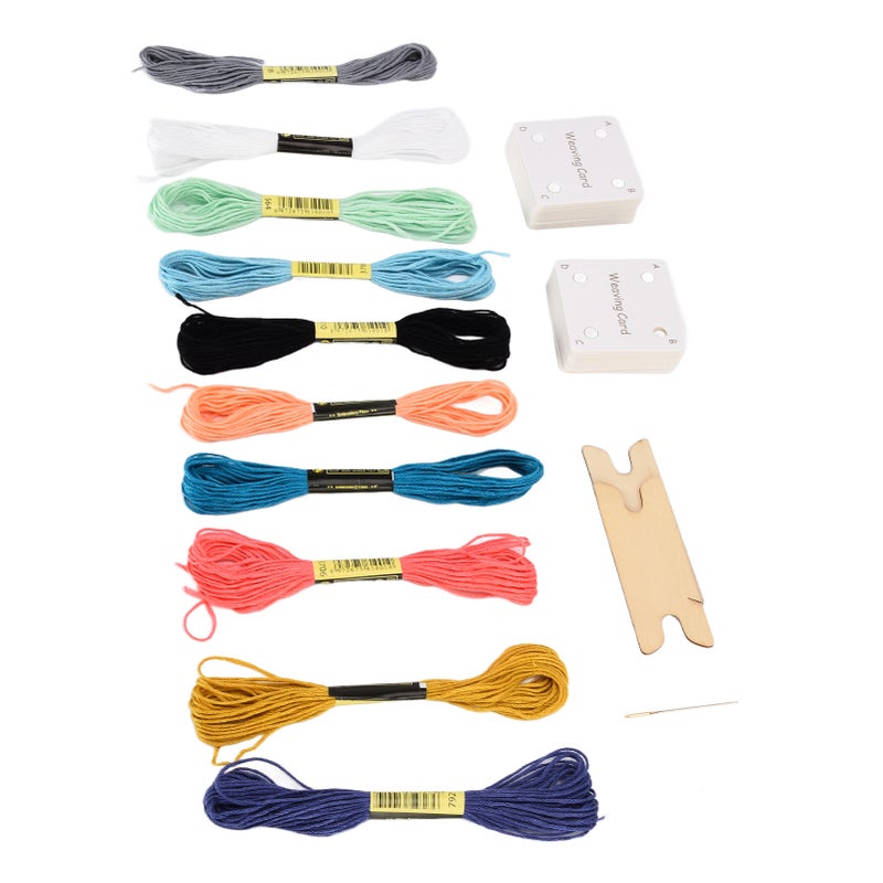 30pcs Weaving Cards Practical White Tablet Weaving Cards with Shuttles Embroidery Threads for DIY Craft Weaving Knitting - Image 3