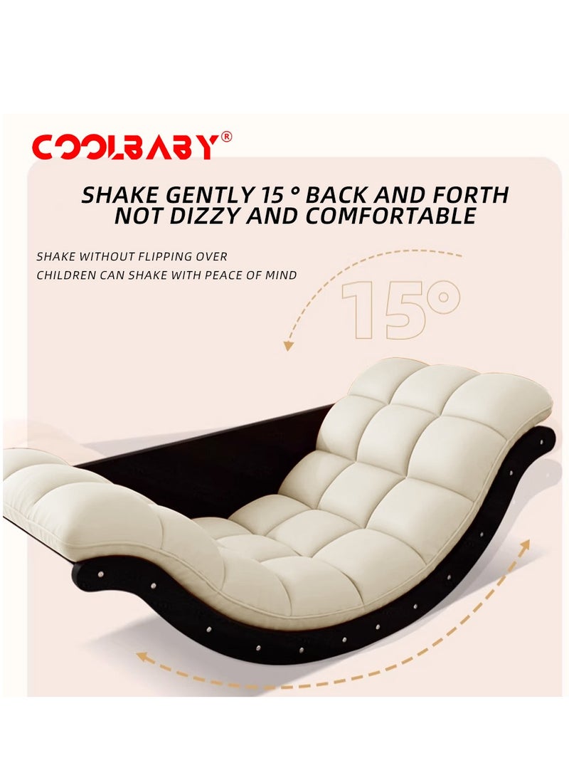 Cool Baby CoolBaby Outdoor Rocking Chair, Moon Shaped Rocking Chair, Indoor Sofa Chair for Bedroom, Living Room, Porch, Garden, Lawn - Beige  - Image 2