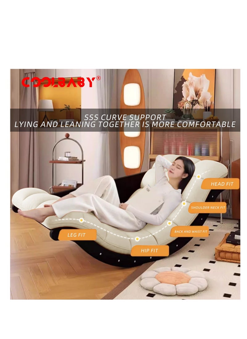 Cool Baby CoolBaby Outdoor Rocking Chair, Moon Shaped Rocking Chair, Indoor Sofa Chair for Bedroom, Living Room, Porch, Garden, Lawn - Beige  - Image 3