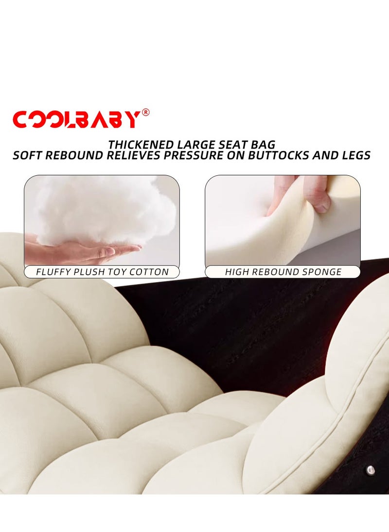 Cool Baby CoolBaby Outdoor Rocking Chair, Moon Shaped Rocking Chair, Indoor Sofa Chair for Bedroom, Living Room, Porch, Garden, Lawn - Beige  - Image 5