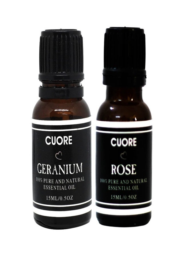 Cuore 100% Organic and Natural Geranium & Rose Essential Oil For all Skin Types Combo - Image 2