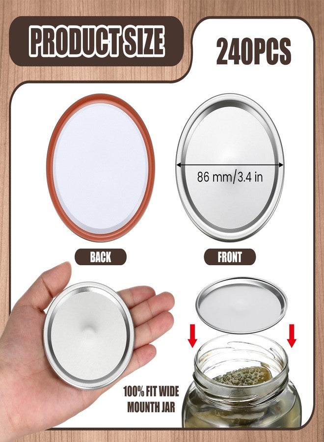 Nuogo 240 Pcs Wide Mouth Mason Jar Canning Lids with Silicone Sealing Ring Split Type Airtight Jar Lids Mouth for Canning Food Fruits Jams Supplies - Image 2