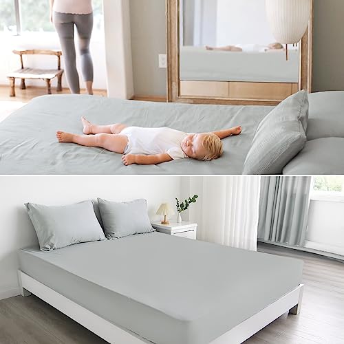 Magik & Kover Twin Mattress Protector Waterproof Cover 2 Pack, Waterproof Bed Twin Fitted Sheet Only, Machine Washable Deep Pocket Single Size Mattress Cover for Kids with Elastic Rubber Band, Grey - Image 4