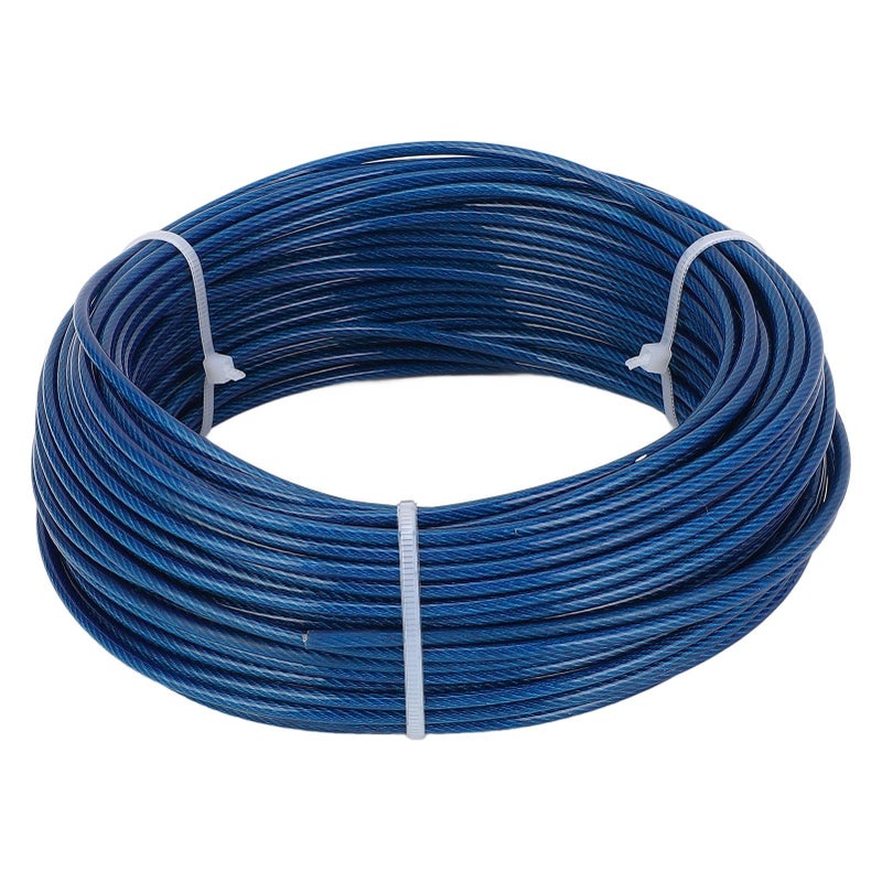 Blue Plastic Coated Steel Wire Rope Lock Tensioner Kit 100 Feet 3mm for Washing Line Plant Fence Outdoor - Image 4