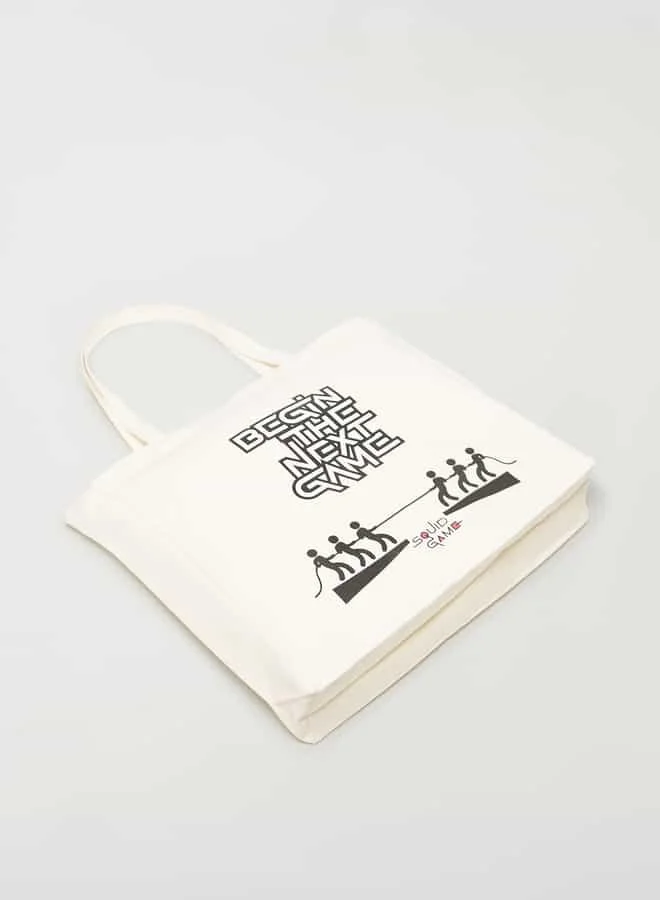 SP Characters Typographic Print Shopper Bag with Double Handle