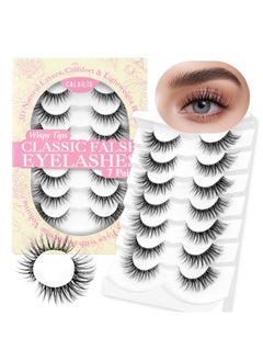 Calailis False Eyelashes Natural Look Fake Lashes Wispy 3D Fluffy False Lashes Faux Mink Fake Eyelashes Cat Eye Lashes Soft And Reusable Strip Lashes 7 Pairs (Wis01)  - Image 1