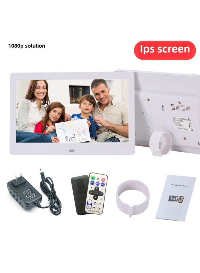10.1-inch Digital Electronic Photo Frame Wall-mounted Desk Calendar Photo Album Video Player Plastic Shell-Color:10inch White (180*800ips Screen) 1080p Solution - Image 1