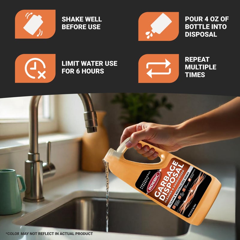 Roebic K-27 Garbage Disposal Cleaner, Liquid Sink and Sewer Drain Deodorizer with Bacteria Enzymes, Kitchen Odor Eliminator, 32 fl oz - Image 3