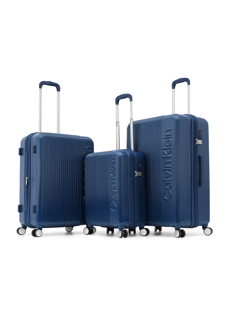 كالفن كلاين طقم حقائب سفر كالفن كلاين ثلاث قطع صلبة بعجلات دوارة وقفل  قابلة للتوسيع للسفر