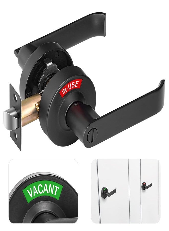 aglehome Bathroom Indicator Privacy Door Lock, Vacant Occupied Bathroom Lock, Large Vacant or in-Use Door Handle for All Women Men Restrooms, Ansi Grade 2 Commercial Grade, Black - Image 1