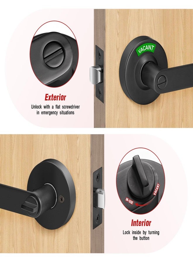 aglehome Bathroom Indicator Privacy Door Lock, Vacant Occupied Bathroom Lock, Large Vacant or in-Use Door Handle for All Women Men Restrooms, Ansi Grade 2 Commercial Grade, Black - Image 5