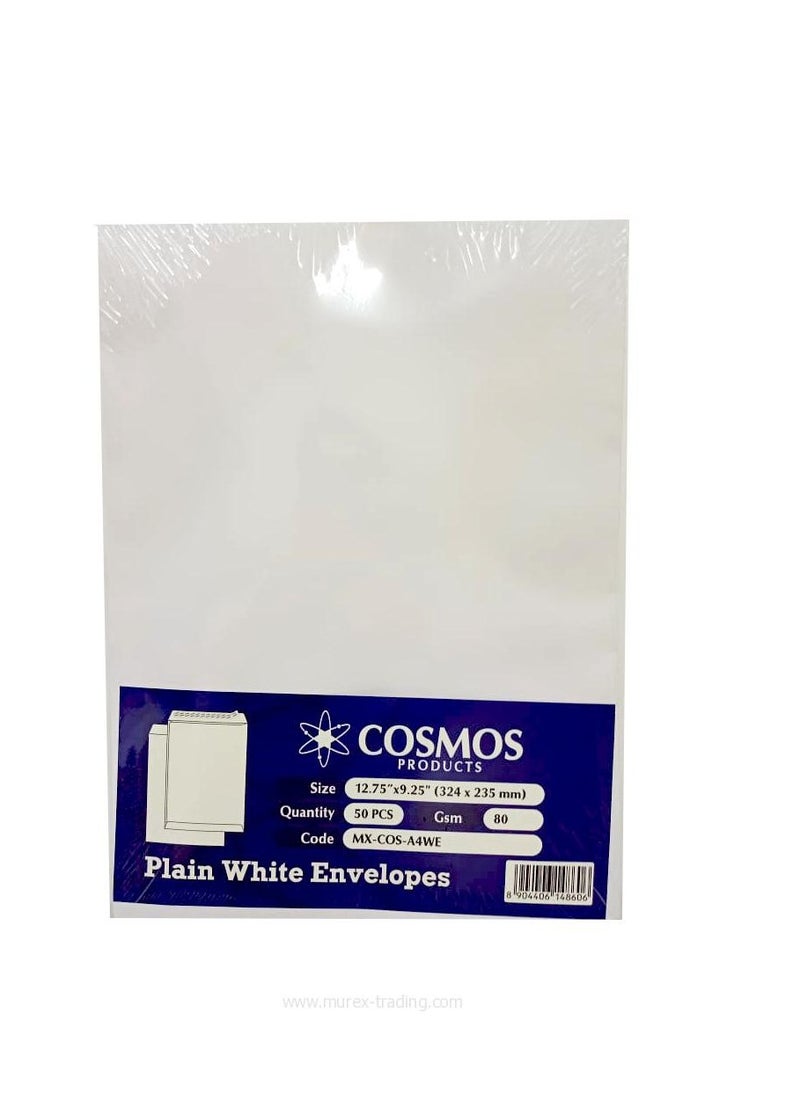 COSMOS A4 White Envelopes 80 GSM 12.75″ X 9.25″ Peel & Seal ( Pack of 50 pieces)  - Image 2
