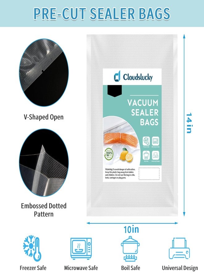 Cloudslucky Vacuum Sealer Bags for Food 10"x14" 100 Pcs Seal a Meal Bag, Food Saver Bags Sous Vide Bags Pre-cut Thick BPA-Free Textured Heavy Duty Vacuum Seal, Meat Cheese Dry Goods - Image 2