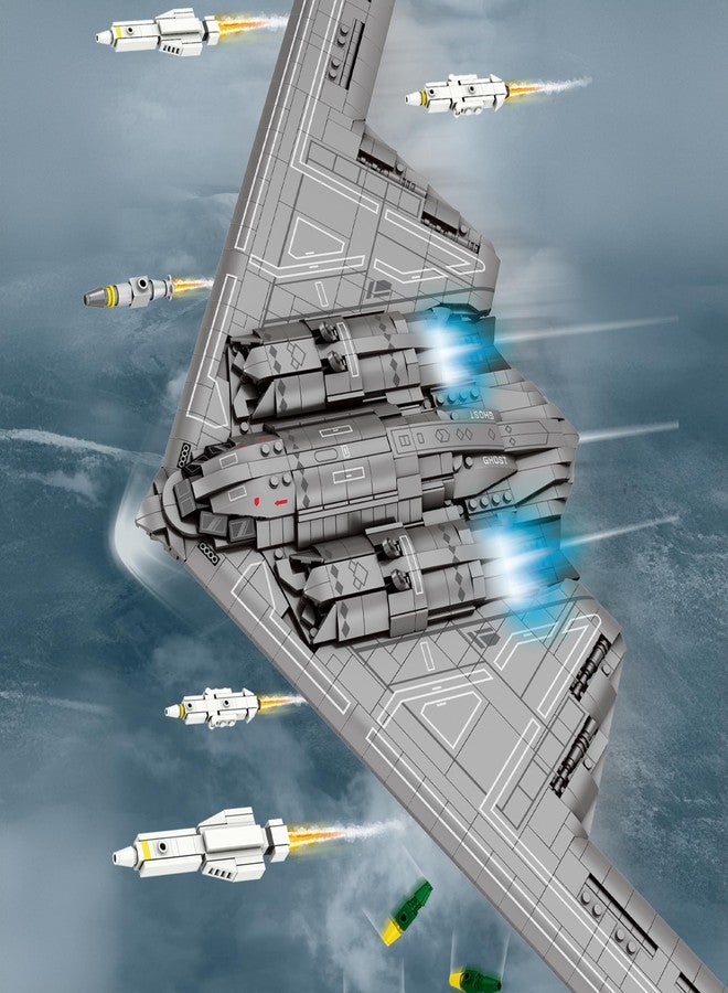 HI-REEKE Fighter Jet Building Block Set, B2 Bomber Military Plane Toy for Teen - Image 2