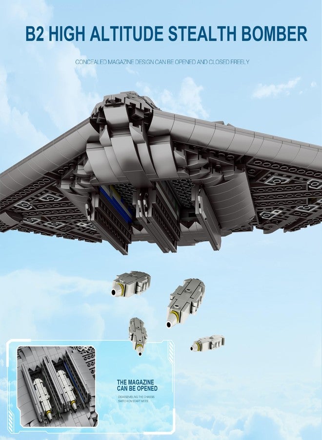 HI-REEKE Fighter Jet Building Block Set, B2 Bomber Military Plane Toy for Teen - Image 4