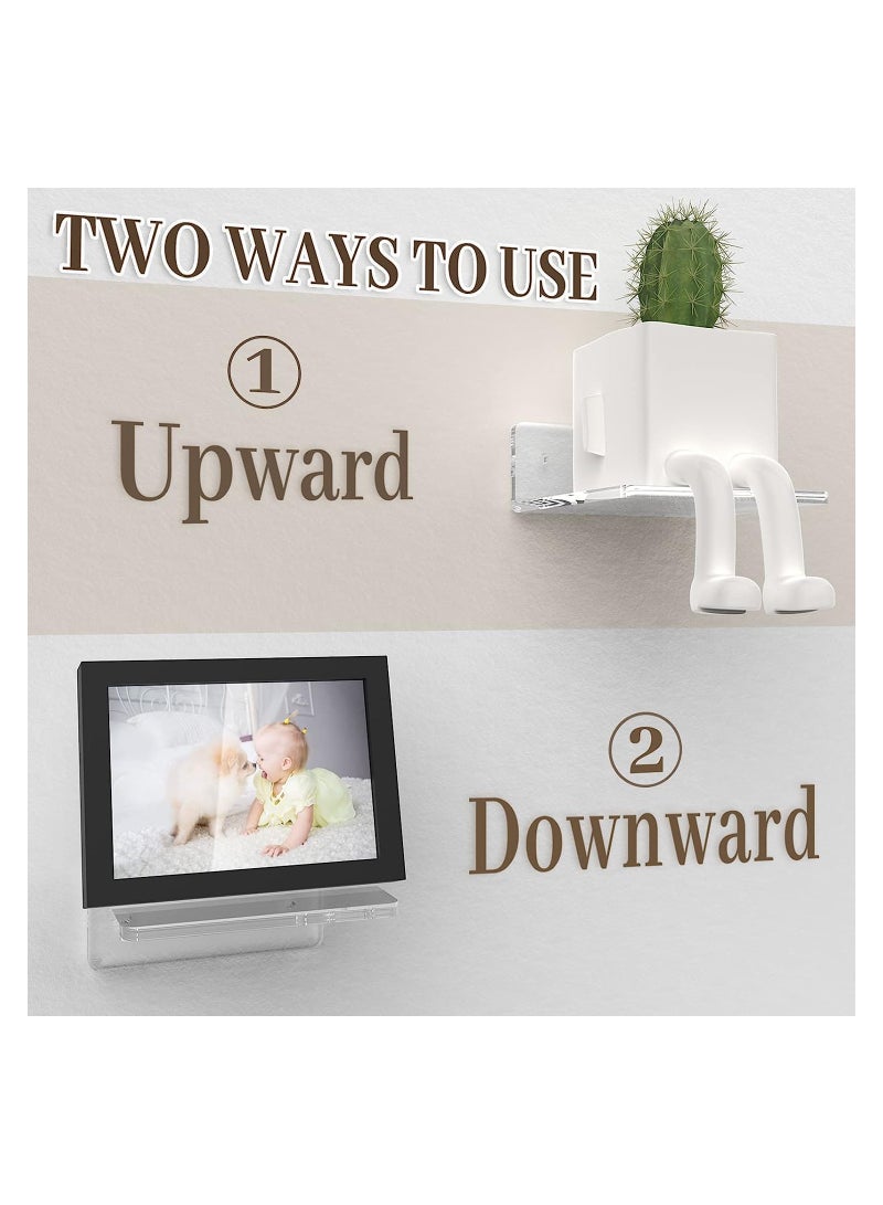 KASTWAVE رف عائم أكريليك شفاف، رف حائط لاصق لكاميرات الأمان والأغراض الصغيرة، رف ميني لغرفة المعيشة والحمام وغرفة النوم (لاصق وثقب)، 2 قطع - Image 4