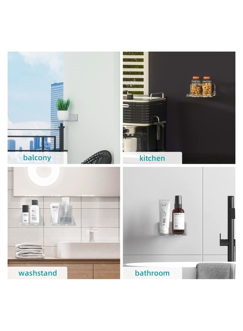 KASTWAVE رف عائم أكريليك شفاف، رف حائط لاصق لكاميرات الأمان والأغراض الصغيرة، رف ميني لغرفة المعيشة والحمام وغرفة النوم (لاصق وثقب)، 2 قطع - Image 3