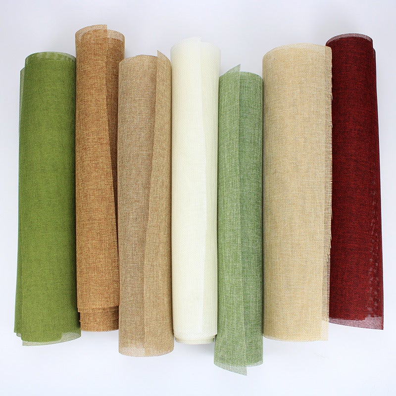 Linen Colored Linen Rolls, Flower Packaging, Bouquet Packaging Net Materials, Kindergarten Decoration, Pastoral Style Linen Rolls - Image 2