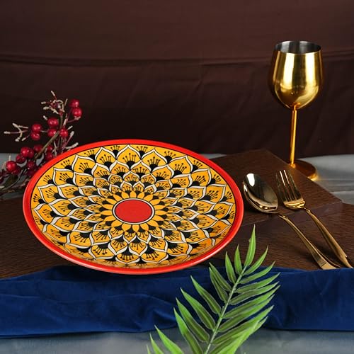 Caffeine Ceramic Handmade Stoneware Orange Morocco Quarter Plate 7”(Set of 1 Dishwasher & Microwave Safe) - Image 1