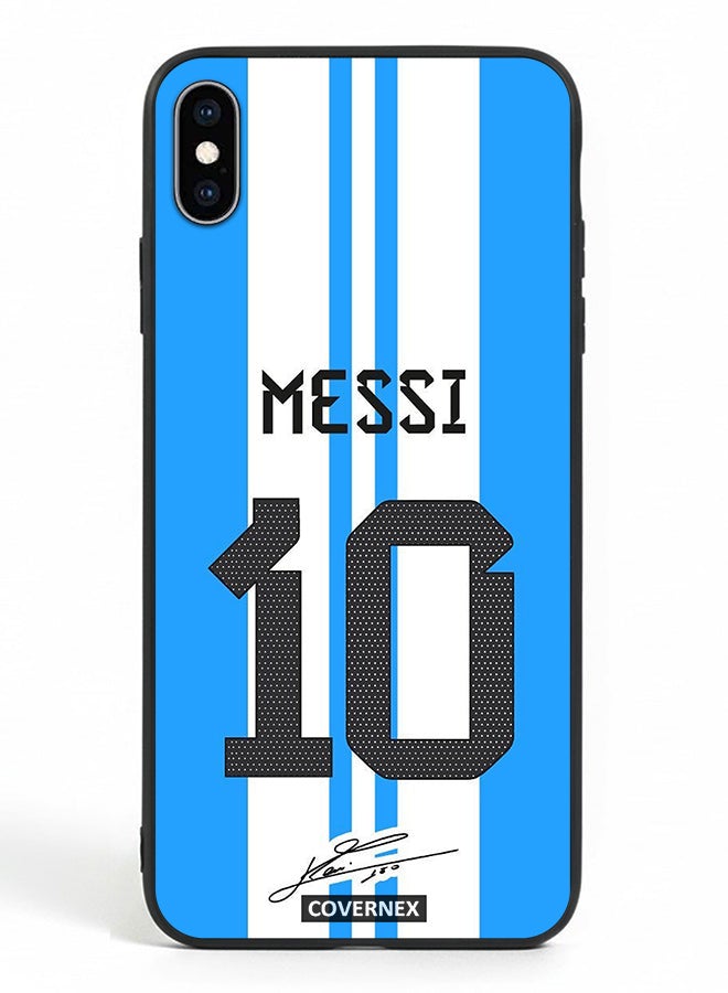 Covernex Apple iPhone Xs Max Protective Case Cover Printed Featuring Lionel Messi National Team Jersy Design with Signature - Image 2