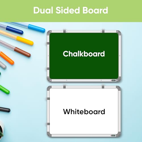 YAJNAS White Board 1.5X2 Feet Non-Magnetic Double Sided Whiteboard & Chalkboard Both Side Writing Board with 2 whiteboard Markers + 1 White Board Duster - Set of 4 Items - Image 3