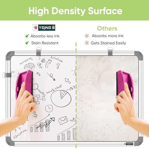 YAJNAS White Board 1.5X2 Feet Non-Magnetic Double Sided Whiteboard & Chalkboard Both Side Writing Board with 2 whiteboard Markers + 1 White Board Duster - Set of 4 Items - Image 5