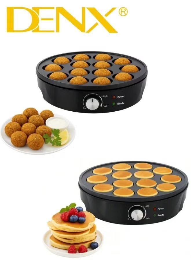 Denx Dutch Mini Pancake & Takoyaki Maker 1000W – Multi-Purpose Electric Cooking Plate with 14 Non-Stick Holes, Even Heat Distribution, Quick Cooking for Snacks, Cake Pops & More - Image 5