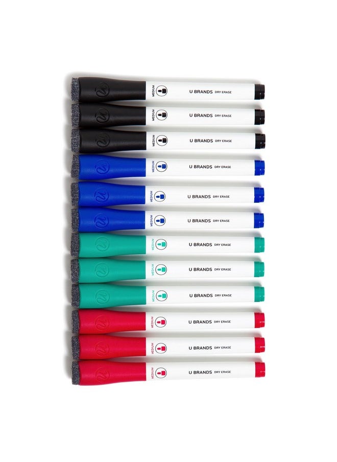 U Brands Dry-Erase Markers, Office Supplies, Assorted Colors, Medium Point, 12 Count  - Image 2