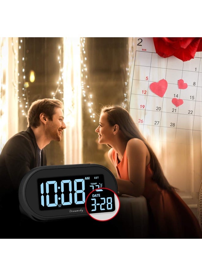 DreamSky - Alarm Clocks For Bedrooms Auto Set Digital Desk Clock For Bedside Nightstand Electric Clock With Dimmable Brightness Dimmer Auto Dst Usb Port Date Temperature Snooze - Image 1
