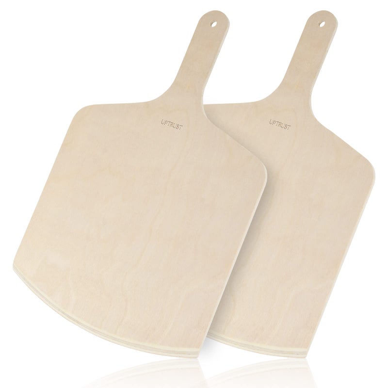 UPTRUST Pizza Peel Premium Natural Wooden Pizza Peel 12 x 17 inch Rectangular Large Pizza Spatula Cutting Board for Baking Homemade Pizza and Bread  Set of 2