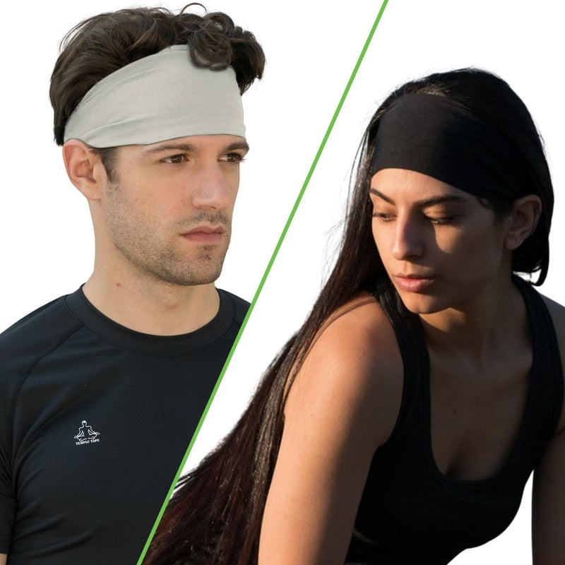 Temple Tape, Headbands for Men and Women - Mens Sweatband & Sports Headband Moisture Wicking Workout Sweatbands for Running, Cross Training, Yoga and Bike Helmet Friendly - Gray - Image 5