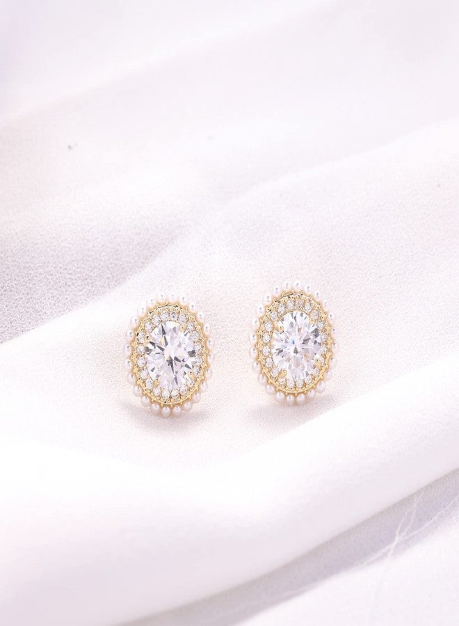 YOQUCOL Sunflower Shape 7MM Zirconia Crystal Golden Clip On Earrings Simulated Pearl Non Pierced Ears for Women - Image 2