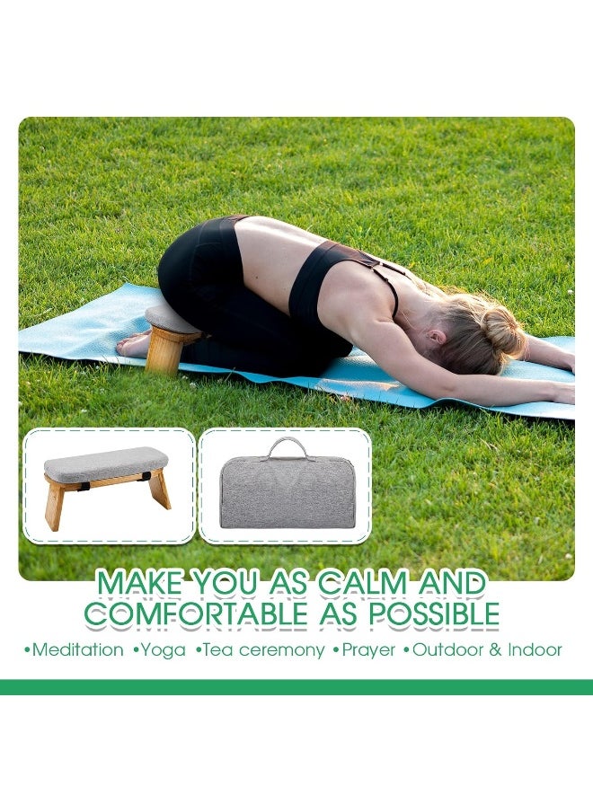 Namalu Meditation Bench with Carrying Bag, Meditation Kneeling Stool Portable Yoga Meditation Bench Ergonomic Foldable Prayer Stool with Soft Cushion for Kneeling Sitting Prayer Extended Practice  - Image 2