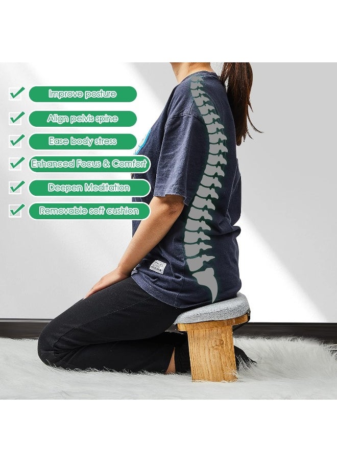Namalu Meditation Bench with Carrying Bag, Meditation Kneeling Stool Portable Yoga Meditation Bench Ergonomic Foldable Prayer Stool with Soft Cushion for Kneeling Sitting Prayer Extended Practice  - Image 1