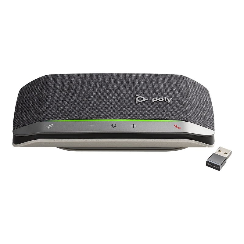 Poly - Sync 20+ Bluetooth Speakerphone (Plantronics) - Personal Portable Speakerphone - USB-C Bluetooth Adapter - Connect to Your PC/Mac/Cell Phone - Works with Teams, Zoom & More,Black