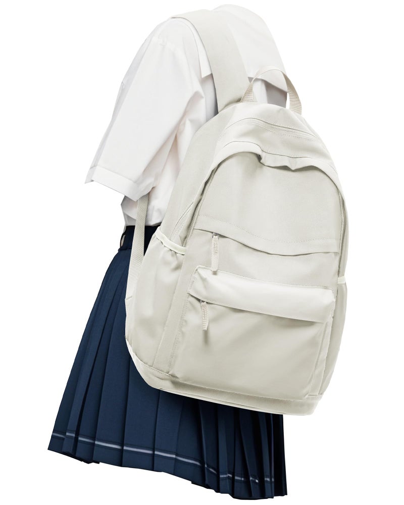 VECAVE School Backpack Beige College High School Bags backpack for Boys Girls Teens Waterproof Bookbag Casual Lightweight Travel Rucksack Daypack Backpacks for Men Women - Image 1