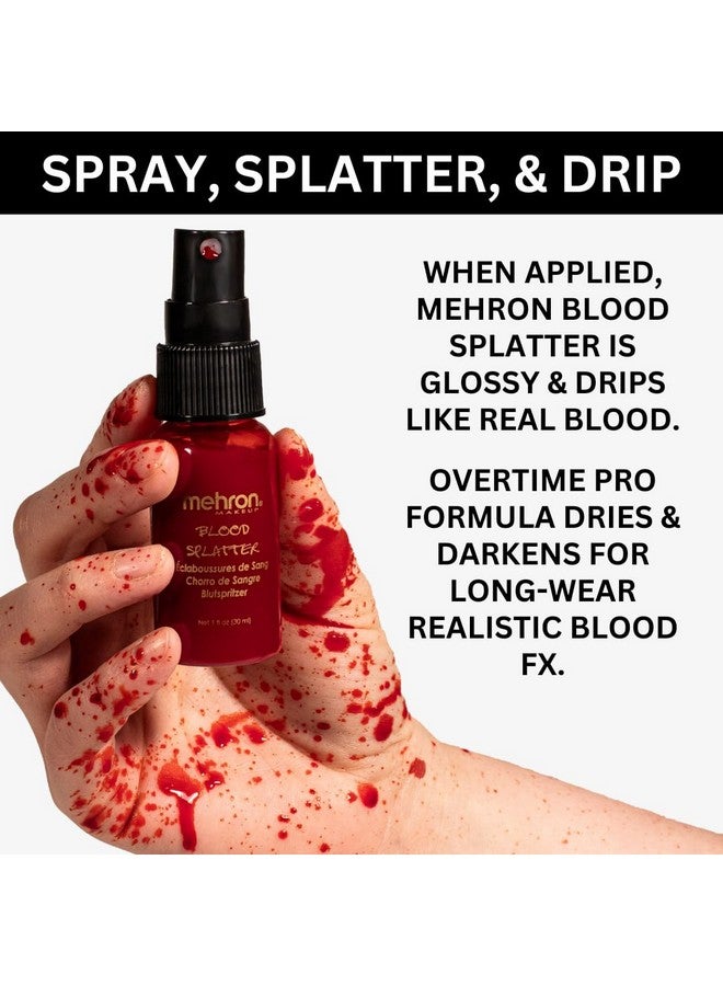 mehron Makeup Blood Splatter | Professional Fake Spray Blood | Fake Blood Makeup For Performance, Halloween, Face Paint, Costumes, & Special Fx 1 Fl Oz (30 Ml) - Image 3