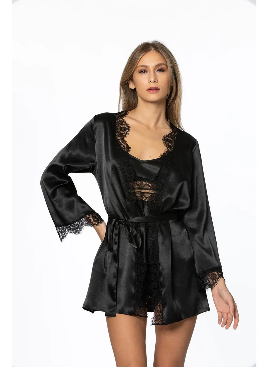بيير كاردان Satin Lace 3-Piece Shorts & Combi & Dressing Gown 2490