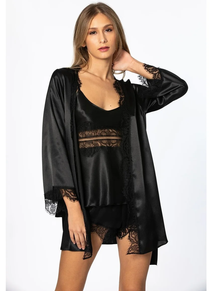 بيير كاردان Satin Lace 3-Piece Shorts & Combi & Dressing Gown 2490
