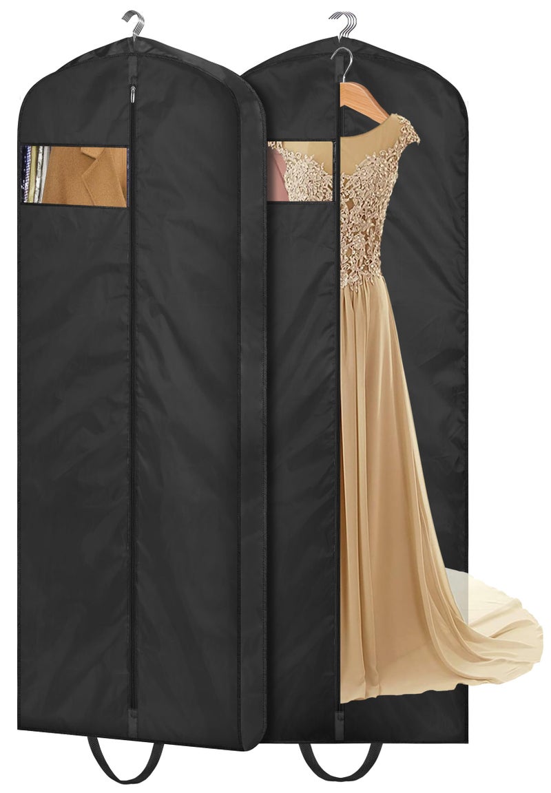 MISSLO MISSLO 65" Long Garment Bags for Travel Dress Bags Wedding Dress Cover Waterproof Clothing Bags Storage Traveling Clothes Protector for Closet Wardrobe Bags 2 Packs for Gowns, Tuxedos, Coats, Black  - Image 1