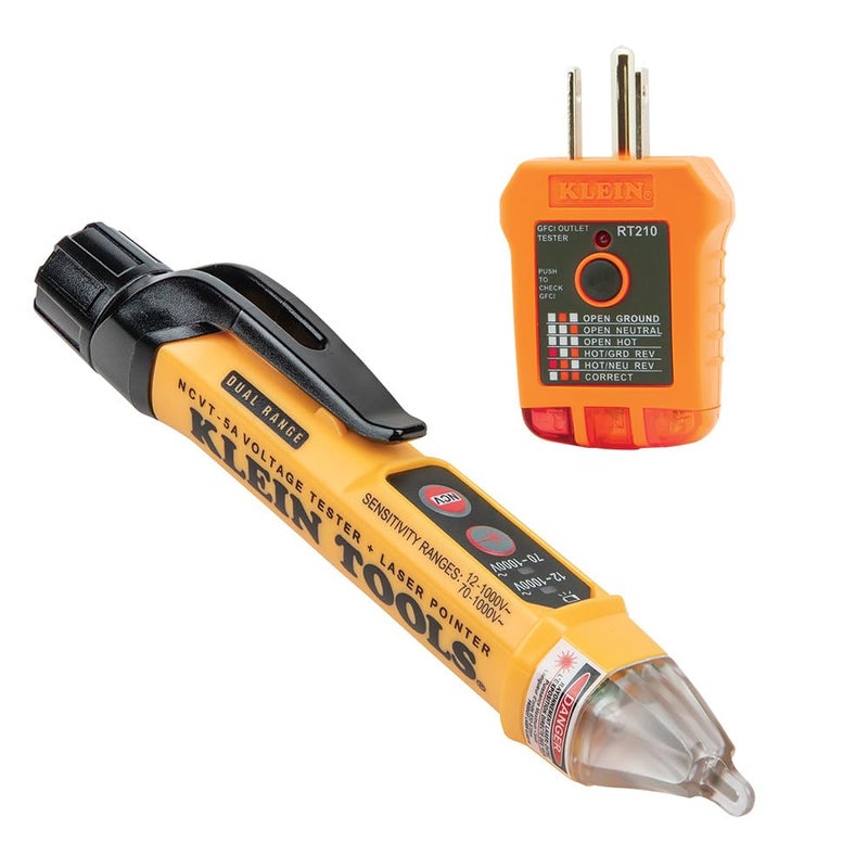 Klein Tools NCVT5KIT Electrical Test Kit DualRange NonContact Voltage Tester with Laser Pointer and GFCI Receptacle Tester