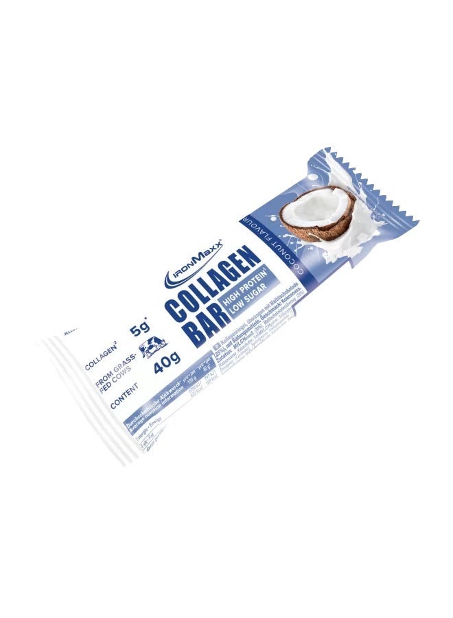 IronMaxx Collagen Bar 12x40g | Coconut Flavour, Grass-Fed Collagen, Low Sugar, High Protein - Image 1