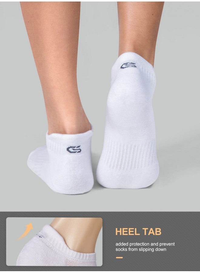 CS CELERSPORT Cushion No Show Tab Athletic Running Socks for Men and Women (6 Pairs),XL, White - Image 4