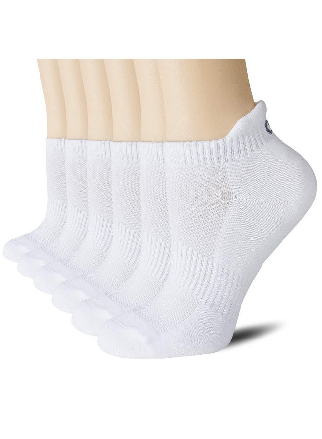 CS CELERSPORT Cushion No Show Tab Athletic Running Socks for Men and Women (6 Pairs),XL, White - Image 1