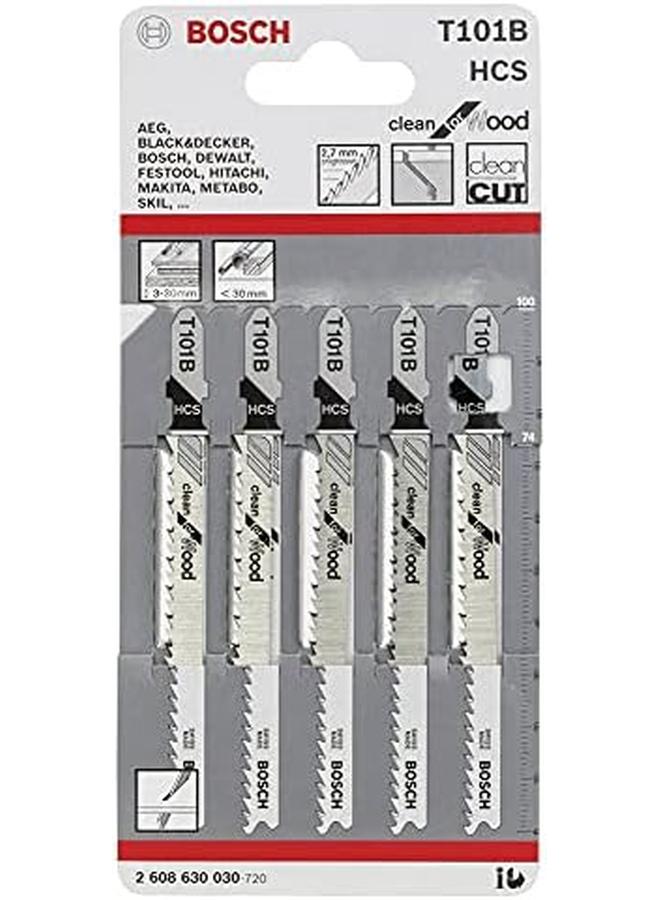 BOSCH T101B Jigsaw Blades High Carbon Steel Material Fine Progressive Tooth Pitch 2.7 Mm Cuts Woodworking Materials With 3 30 Mm Thickness 5 Pcs  - Image 2