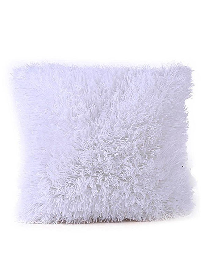 Soft Plush Faux Fur Throw Pillow Cover White 43x43cm