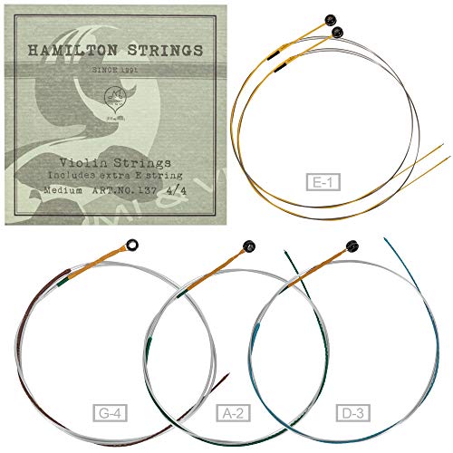 Mivi MI&VI Hamilton Violin Strings — 1/2 & 2/4 Scale Full Set (G-D-A-E) with Extra E-String | Germany Steel | Ball-End | Medium Gauge Tension - By MIVI Music - Image 3