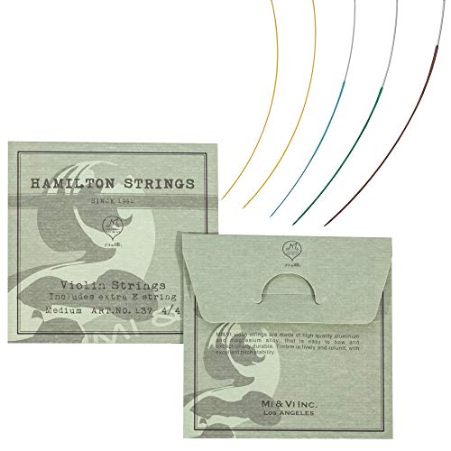 Mivi MI&VI Hamilton Violin Strings — 1/2 & 2/4 Scale Full Set (G-D-A-E) with Extra E-String | Germany Steel | Ball-End | Medium Gauge Tension - By MIVI Music - Image 1